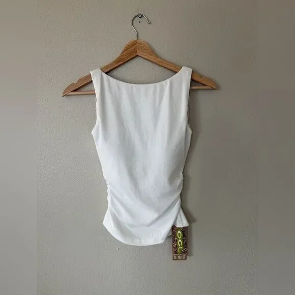 NWT OGL Elastic Open Back Brami Tank Classic White Boatneck Tank Top Size XS - Picture 4 of 11